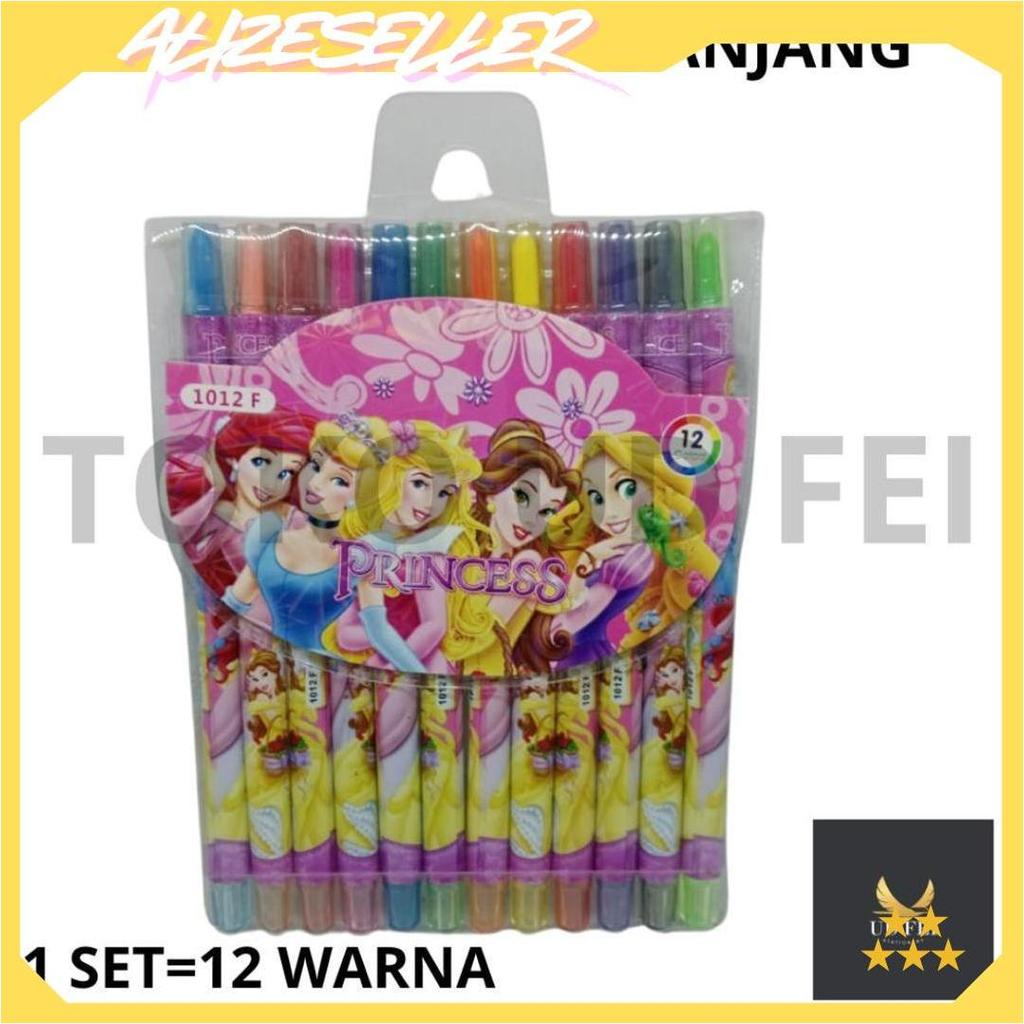 (1 SET=12 WARNA ) Crayon Putar Panjang/ Crayon Putar Fancy/ Crayon Putar/ Crayon Putar Fancy Murah U