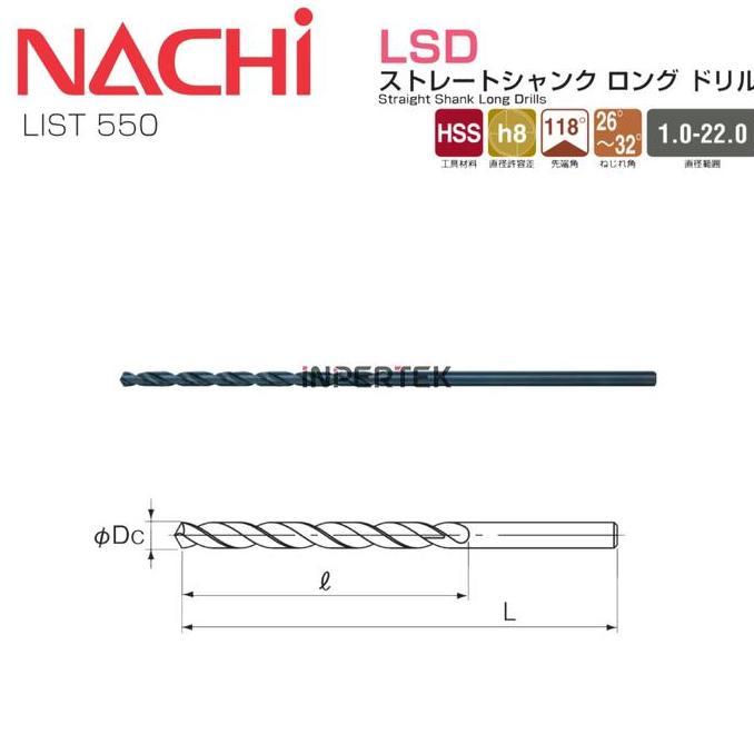 TAKLISHUU L/N 550 Mata Bor NACHI 1.5 Long Mata Bor 1.5x75 Mata Bor Besi Panjang