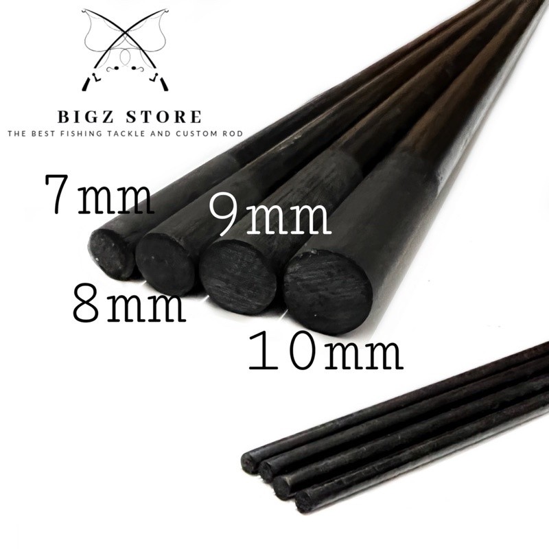 CARBON SOLID BRANDLESS PANJANG 180 CM BUTT 7 8 9 10 11 MM WARNA HITAM BUKAN SUTET BUKAN HOLLOW BAHAN