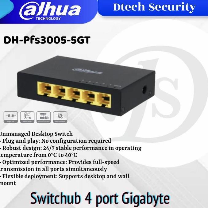 Switch Hub Gigabyte 4 port Dahua Pfs3005-5GT / Swithub dahua gigabyte