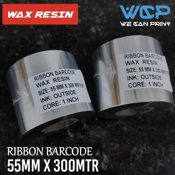 DV284 - RIBBON WAX RESIN 55X300 METER RIBBON BARCODE 55 MM X 300 METER FACE OUT