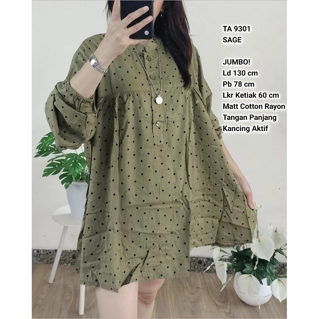 9301 Blouse Jumbo Cotton Rayon Polkadot
