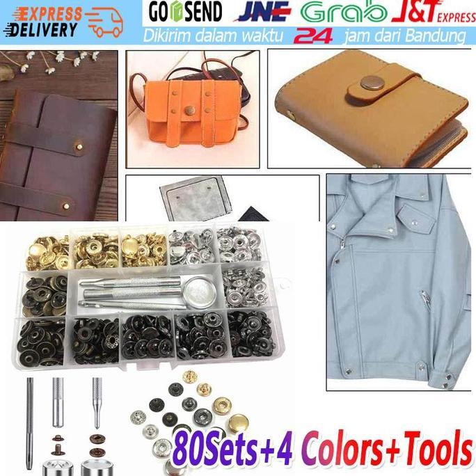 PACHAM 80pcs/set Kancing Jepret 4warna kancing jeans kancing jaket Jahit Tool