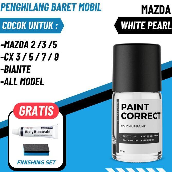 CAT OLES PENGHILANG BARET MOBIL MAZDA WHITE PEARL PUTIH
