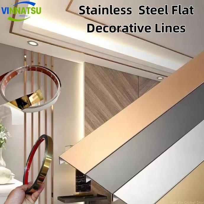 [Vinnatsu]Stainless  Steel Flat Decorative Lines/List Plat Strip Mirror Gold List Plat Strip/List Pl