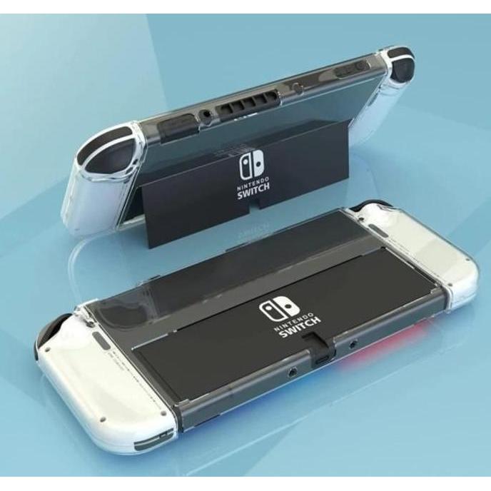 CRYSTAL CASE MIKA NINTENDO SWITCH OLED HARD COVER CASING TRANSPARANT BENING PUTIH PROTECTOR PROTECTI