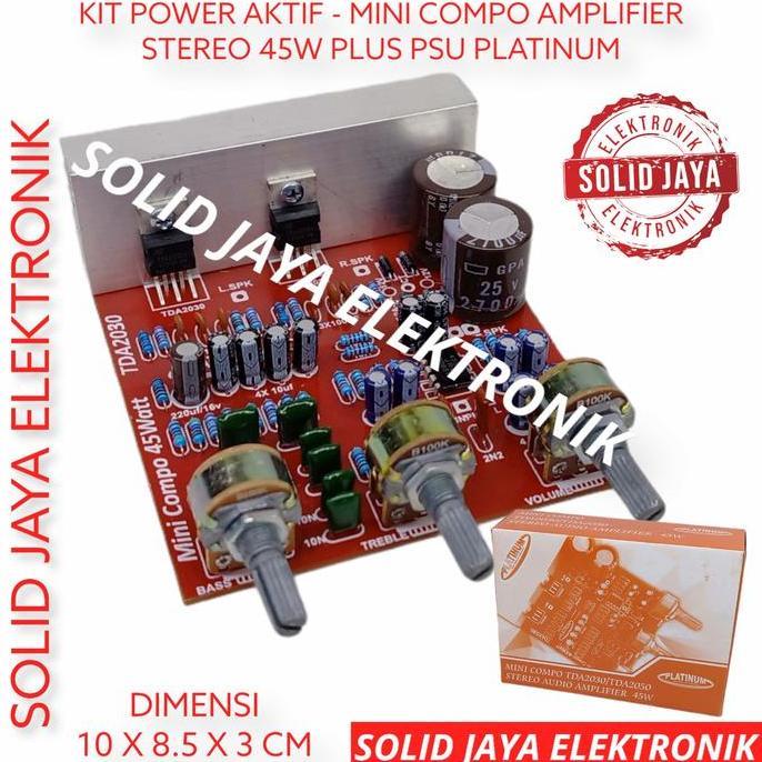 KIT POWER AKTIF COMPO MINI AMPLIFIER STEREO 45W TDA2030 PSU PLATINUM HIGH QUALITY
