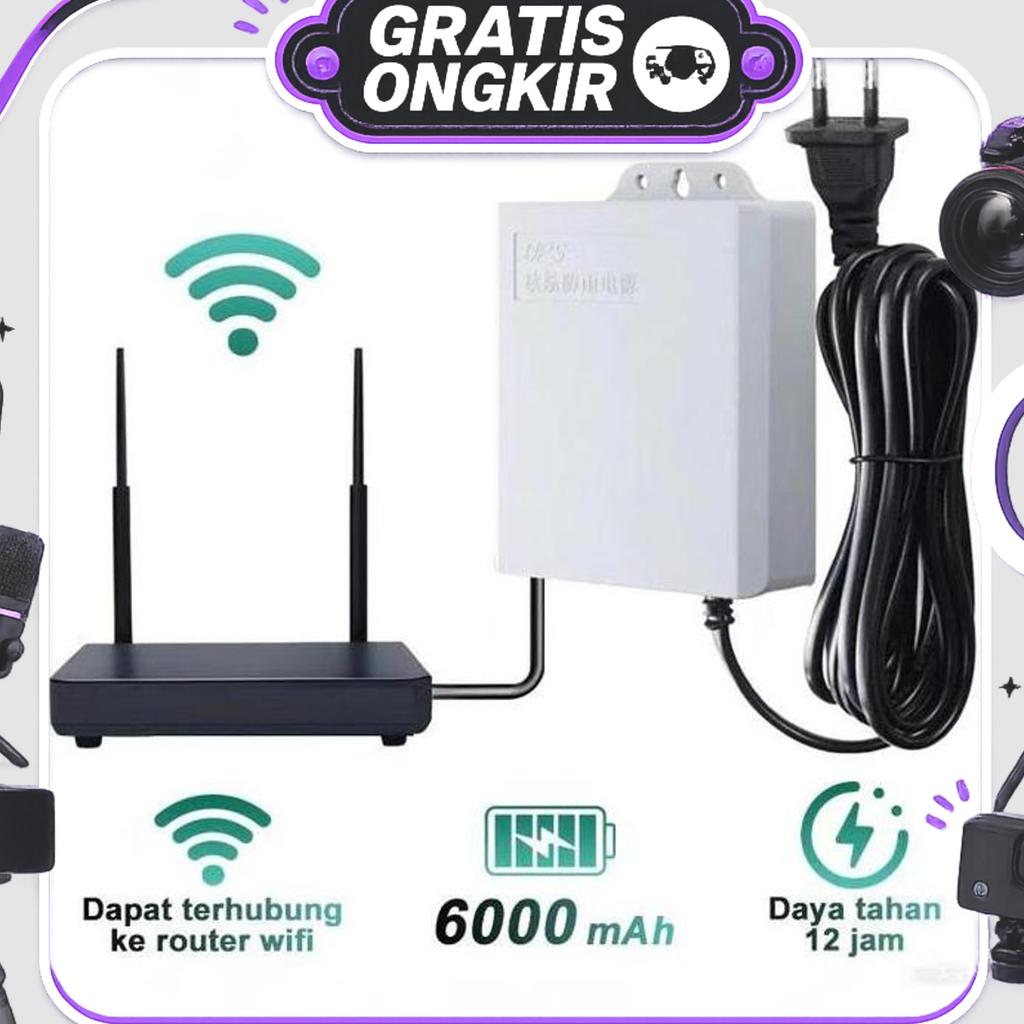 Ups 6000Mah Ups Mini 12V Untuk Wifi Ups Mini 12 Volt Ups Wifi Ups Cctv Ups Dc Mini Ups 12V2A