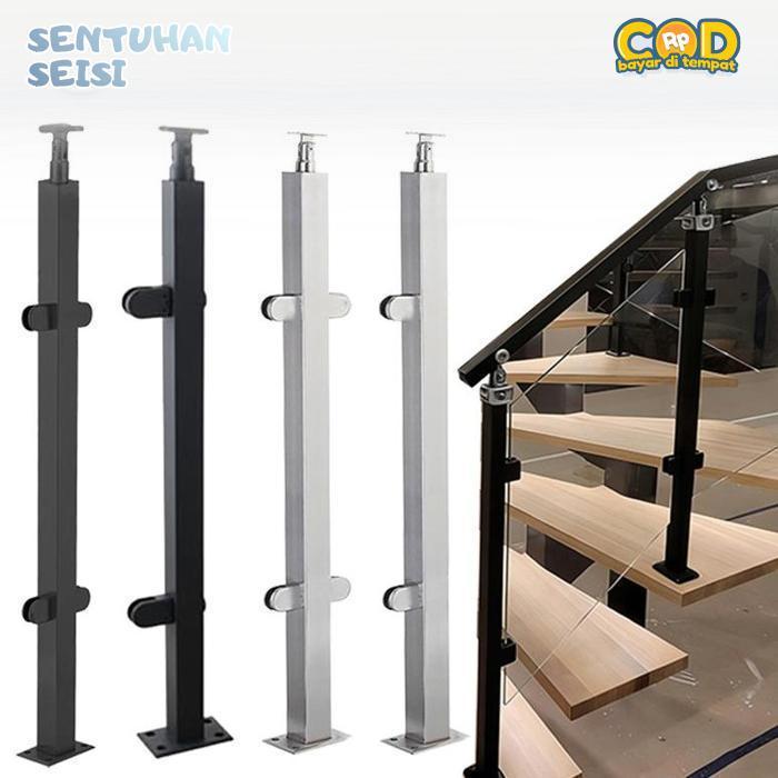 Bisa COD Tiang Railing Kaca Minimalis Dengan Klip Kaca - Railing Hitam Untuk Balkon & Teras Rumah Mo