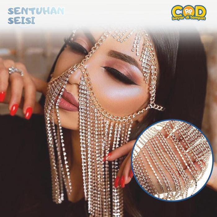 Bisa COD Belly Dance Headpiece Mahkota Cleopatra Cadar Rantai Aksesoris Emas Headpiece Pengantin