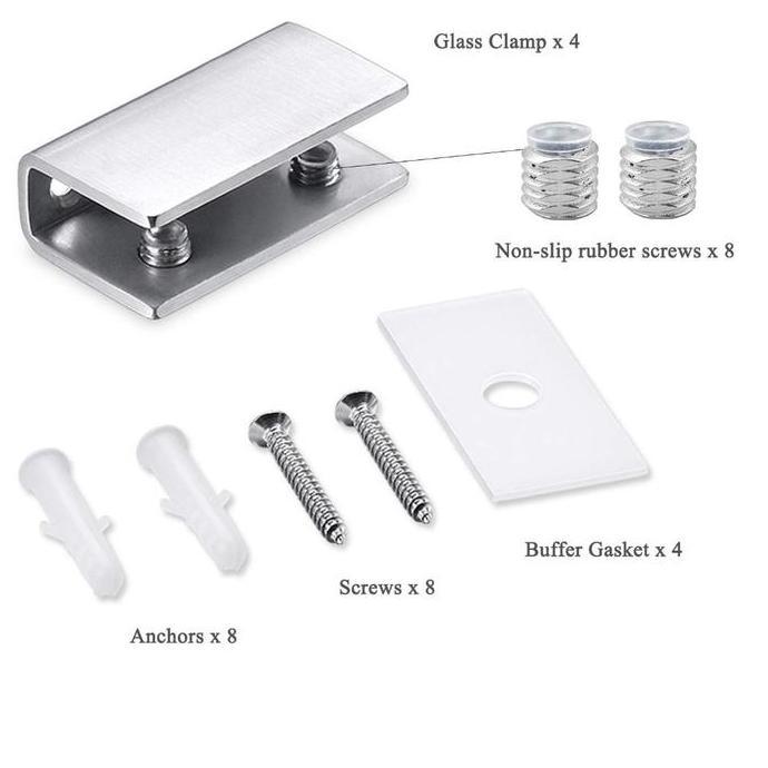 KANJALO Stainless Jepit Kaca 304 Stainless Ambalan Jepit Kaca Permukaan Yang Disikat Jepit Kaca Stai