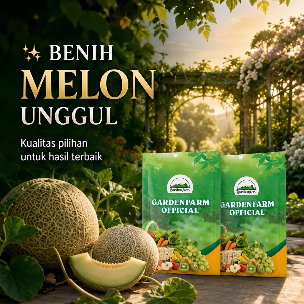 GARDENFARM - Benih Melon Madu Manis - Benih Unggul Melon Jumbo - Bibit Melon Inthanon - Melon Jumbo 