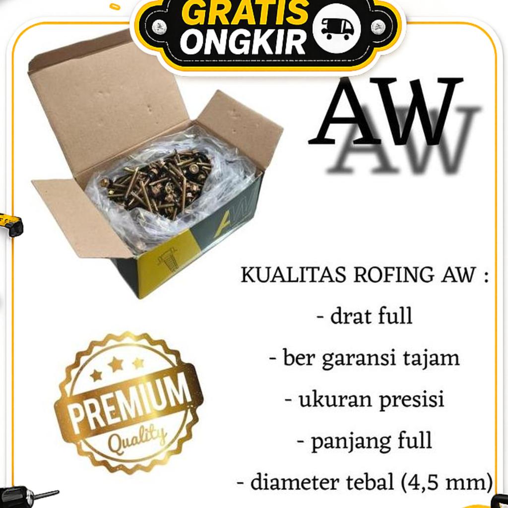 Baut Rofing 12 X 50 (Aw) Premium - Panjang 5 Cm - Harga Per Box (Isi 275 Bh)