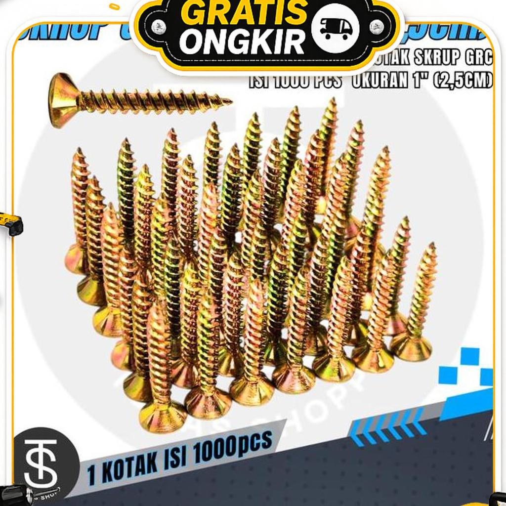 Sekrup Grc Ukuran 1" (2,5Cm) 1 Kotak Isi 1000 Pcs / Sekrup Grc Ukuran 1 Inch / Sekrup Grc Tahan Kara