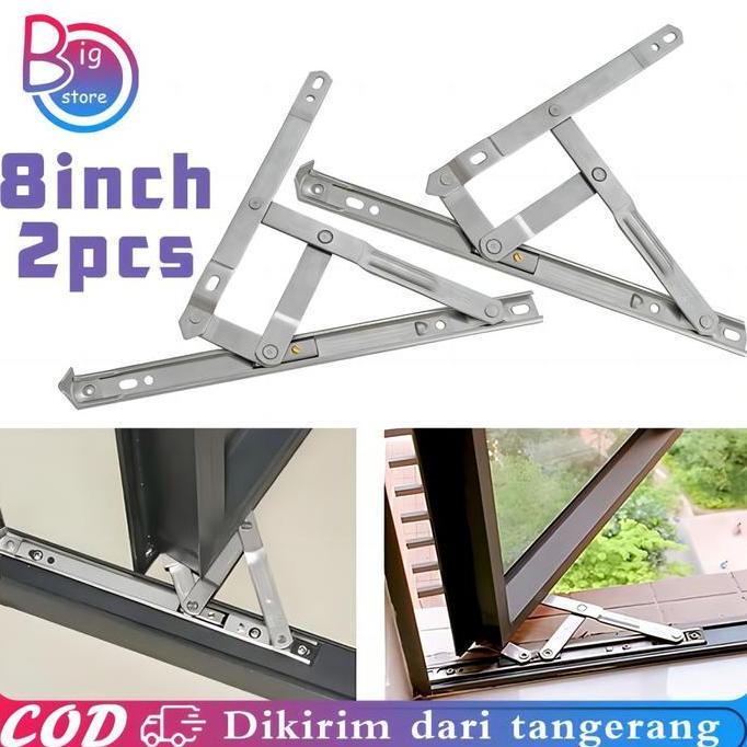MUVAC 2pcs/Set Engsel Casement 8 Inch Engsel Casement Jendela Stainless Engsel Jendela Casement