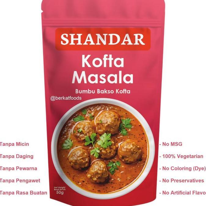 Silahkan Order] Kofta Masala Shandar / Bumbu Bakso Kofte Khas India Vegetarian Tanpa Pengawet dan Da