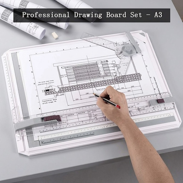 Papan Gambar A3 Meja Gambar Arsitek dengan Penggaris Paralel