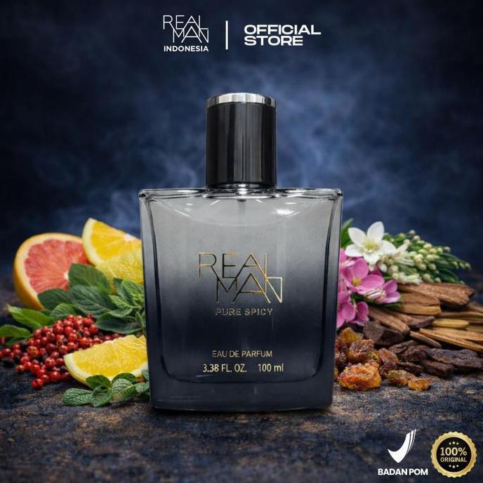 Umado - Realman Pure Spicy Eau De Parfum 100Ml Parfum Segar & Manis Dengan Aroma Lemon  Wangi Pria T