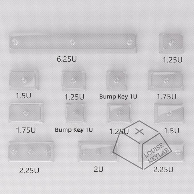 Keycaps XDA 1.25U 1.5U 1.75U 2.0U 2.25U 6.25U PC Glossy Clear Crystal Tebal mechanical keyboard MX s