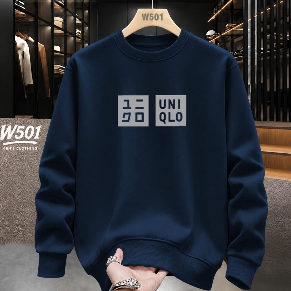 ORIGINAL W501 - SWEATER CREWNECK DISTRO UNIGLO SILVER BAHAN TEBAL 280 GSM JAKET PRIA & WANITA