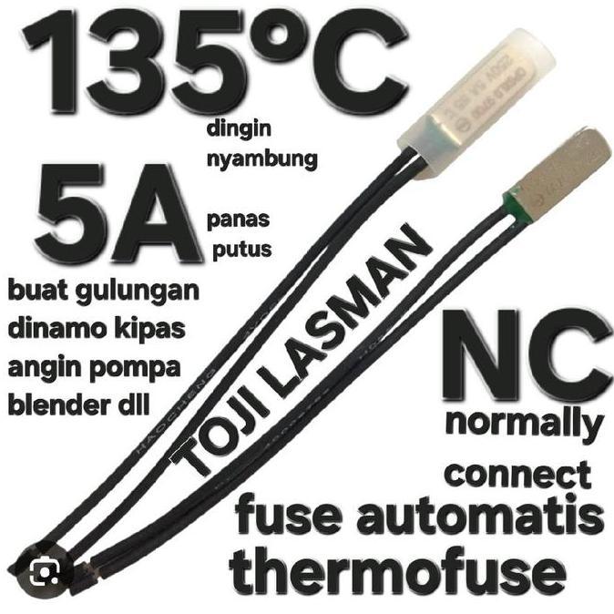 ( 135C 5A Fuse Kotak ) Sekering Sekring Otomatis Auto On Off Segi Thermostat Thermofuse Bimetal Fuse