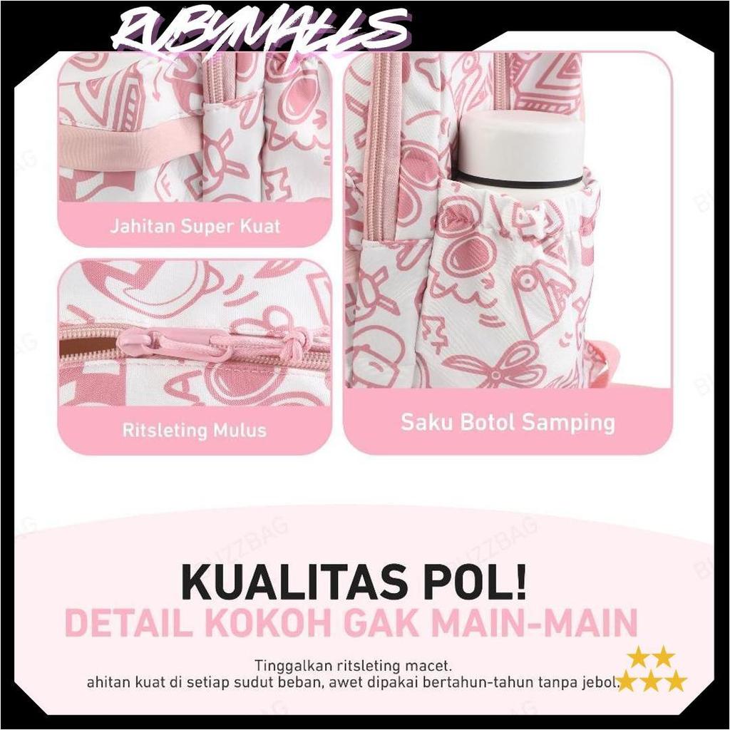 BUZZBAG - Tas sekolah pink aesthetic school bag aesthetic tas sekolah tas ransel laptop Terlaris