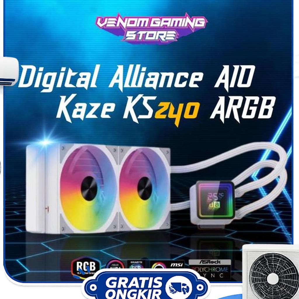 Digital Alliance Aio Kaze Ks240 Argb - Liquid Cpu Cooler Fan 240Mm Lcd Digital Display