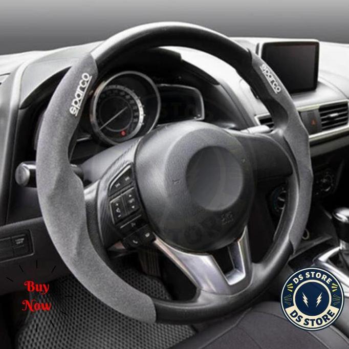 Sparco Steering Wheel Cover Sarung Stir Setir Mobil Kain Bludru Hitam