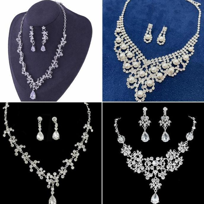 Earring & Necklace Bridal Wedding Set / Set Anting Kalung Pengantin