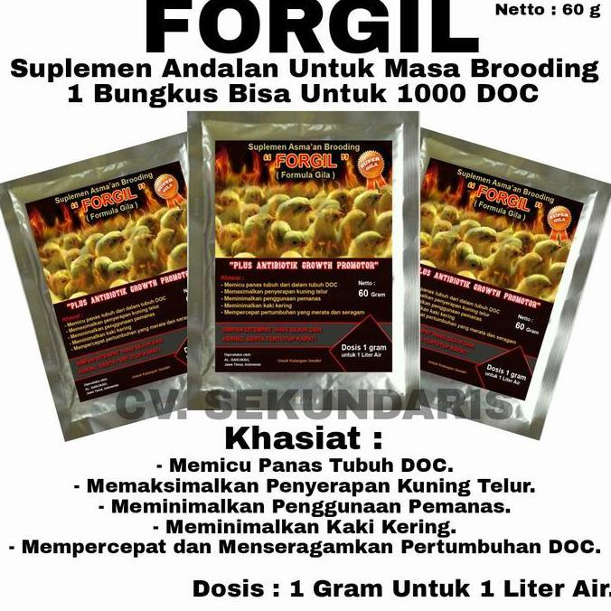 VITAMIN AYAM  - FORGIL - SUPLEMEN AYAM BROILER - OBAT AYAM -  SUPLEMEN BROODING BROILER JOPER LAYER 