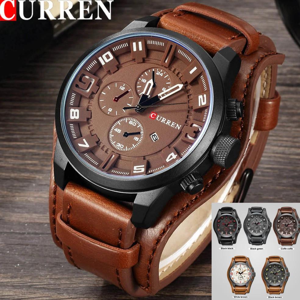 Jam Tangan Pria Kulit Anti Air Original Curren Dengan Tanggal Water Resistence Arloji Cowok Analog C