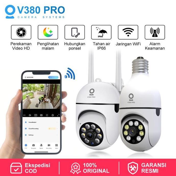 CCTV V380 PRO Kamera Perekaman Video HD Penglihatan Malam Hubungkan Ponsel Kamera Cctv Kecil Terhubu