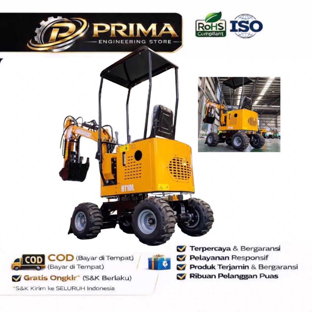 Ekskavator Mini 1 Ton HT10L | Ekskavator Mini Hidrolik Kecil Pertanian