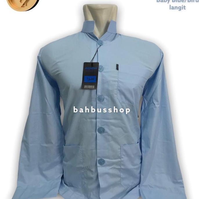 DEAL TERBAIK - Koko Ammu Warna Baby Blue Baju Katun Muslim Pria Dewasa Panjang