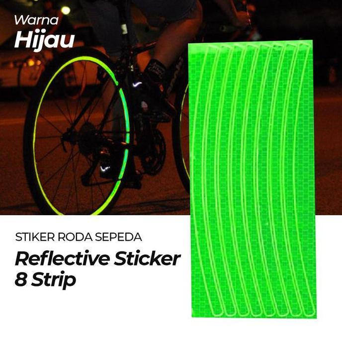 LADHUVHI Stiker Roda Sepeda Reflective 8 Strip Stiker List Ban Sepeda