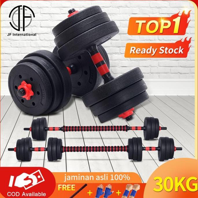 Dumbell set 30KG Barbel set Dumbel Dumbell alat olahraga rumahan fitn