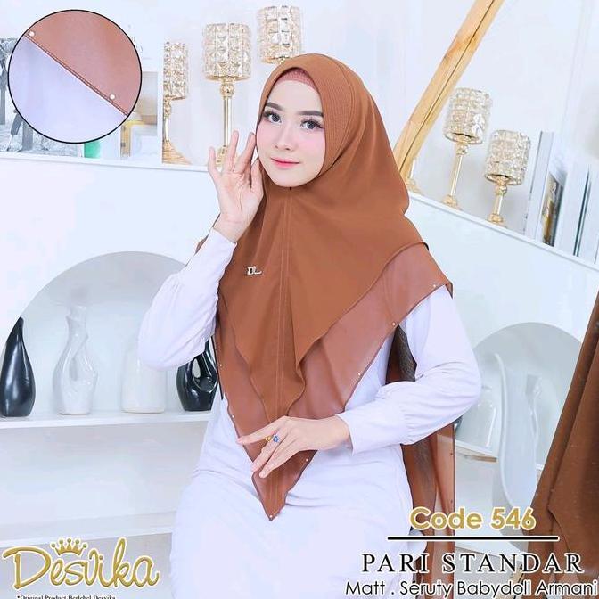 hijab instan DC 546 khimar pari polos ceruty Babydoll premium by Desvika hijab wanita muslim Kerudun