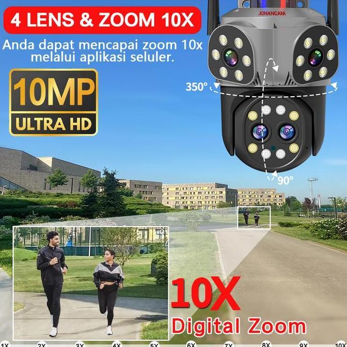 XIHANCAM 10MP CCTV Zoom 10x IP Kamera 360 CCTV Outdoor Wifi Waterproof CCTV Wifi Jarak Jauh Lewat HP