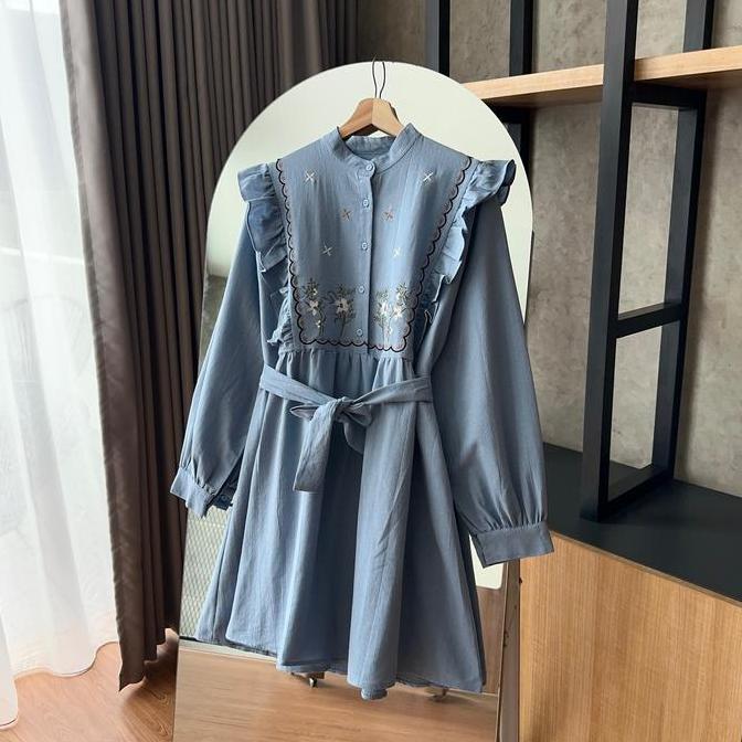 By.HANA 473 | Tunik Rempel Motif Bordir | Free Belt