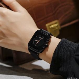 PO GUOU Black Jam Tangan Wanita Original Korean Watch Waterproof Silicone Strap Quartz Women's Watch