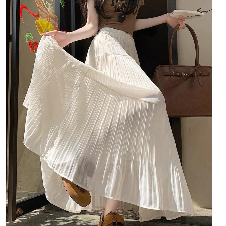 BEST DEALS Reiko Skirt / Rok Panjang Susun Wanita Sifon Plisket Crinkle Layer Maxi Skirt Rok Plisket