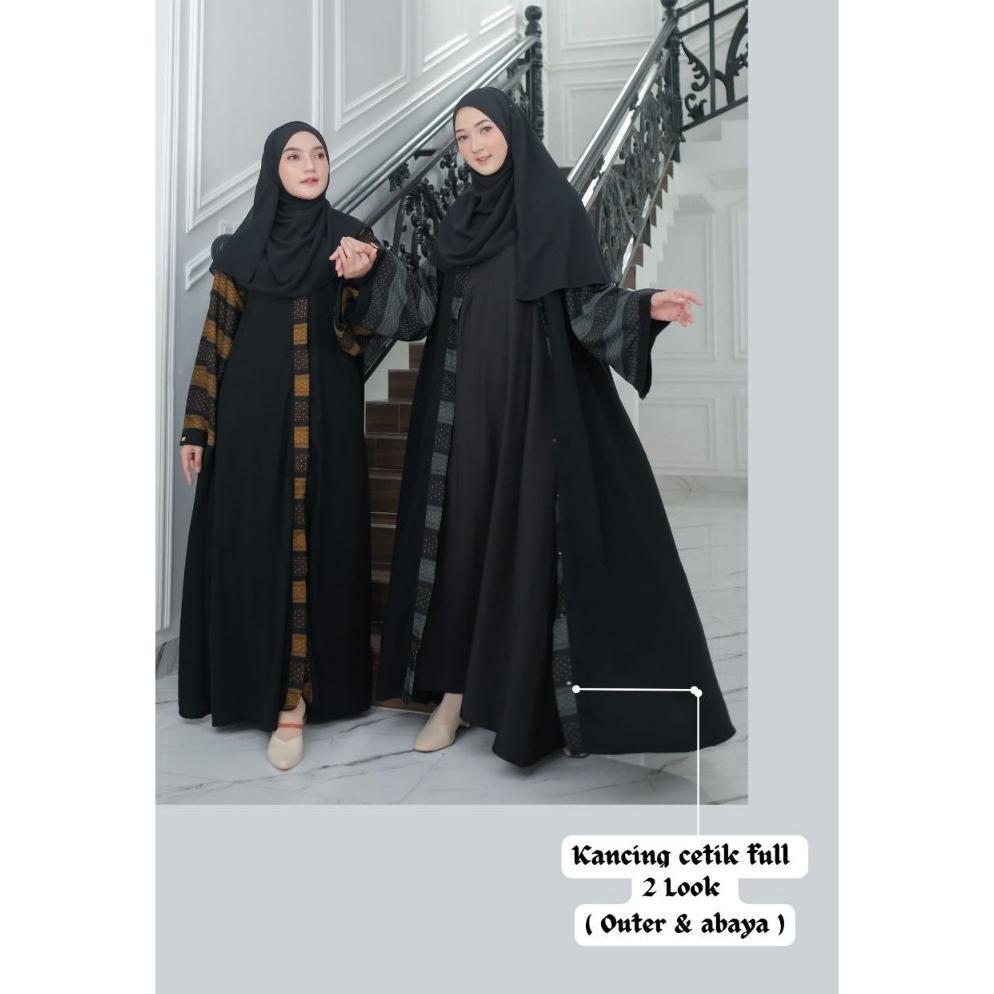 ORIGINAL MARWAH ABAYA // GAMIS ARAB HITAM JATBLACK PREMIUM // OUTER BUSUI MEWAH KEKINIAN