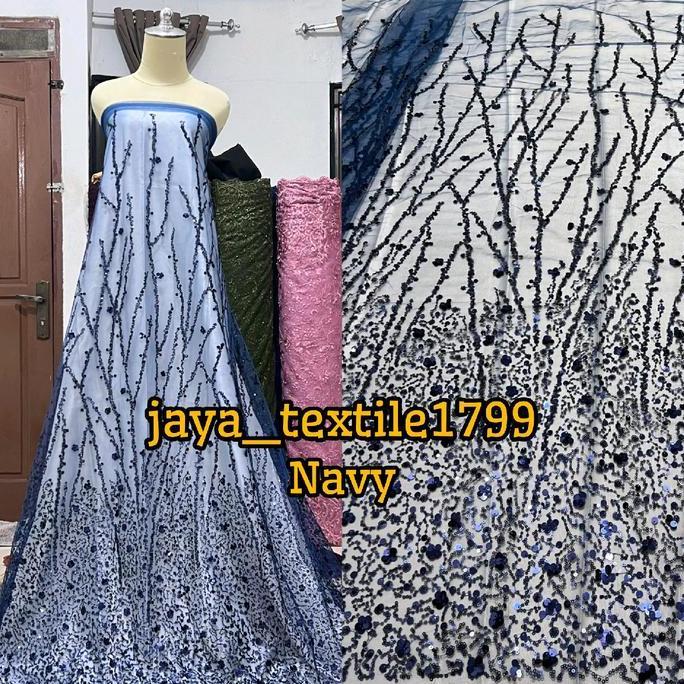 Sora- Kain Tulle Payet Premium / Tile Payet Motif Salur / Tile Spangel Payet