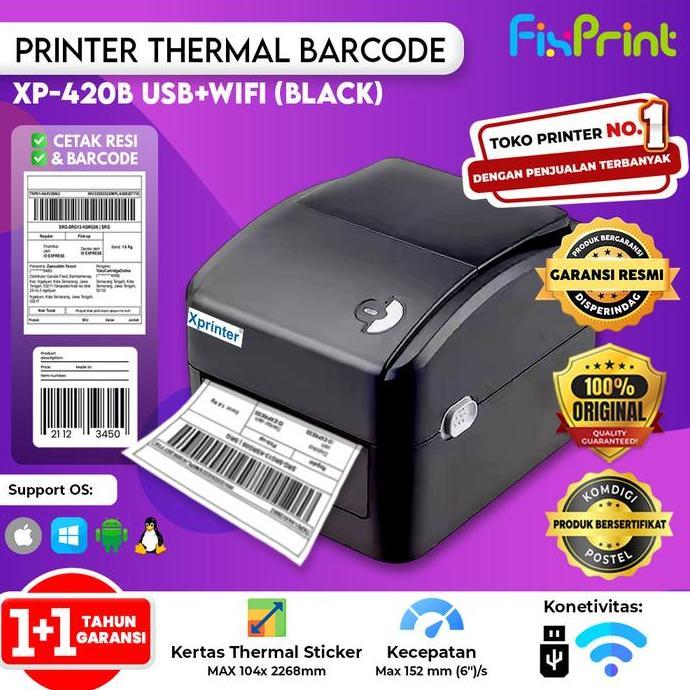 Printer RESI XP420B XP423B Barcode Label Thermal USB Xprinter XP420 / XP-420B / XP420B XP-420B, USB 
