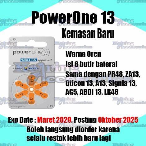 Homeyou- Powerone Baterai Alat Bantu Dengar P13 Size 13 Voltage 1.45V Bebas Merkuri Cocok Untuk Reso