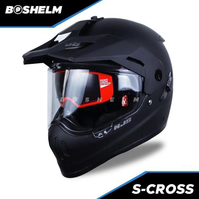 Helm NJS S-Cross Solid HITAM DOFF Helm Full Face SNI