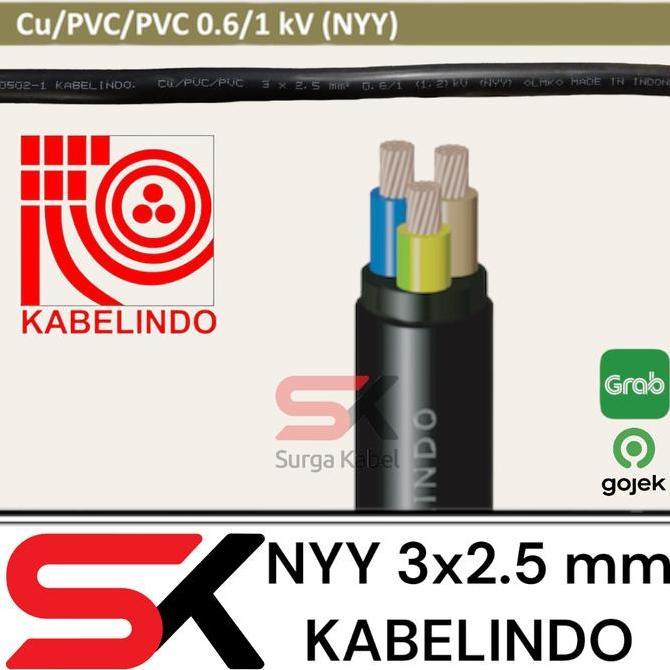 Promo Nyy 3X2.5 Mm Kabelindo / Nyy 3 X 2.5 Mm / Kabel Engkel/ Tunggal/ Kawat Cod