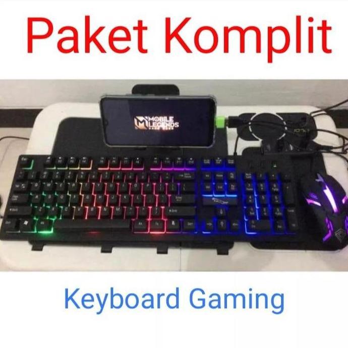 Keyboard Gaming Led Paket Komplit (Keyboard, Mouse, USB Hub, Mousepad, OTG type Micro / type C)