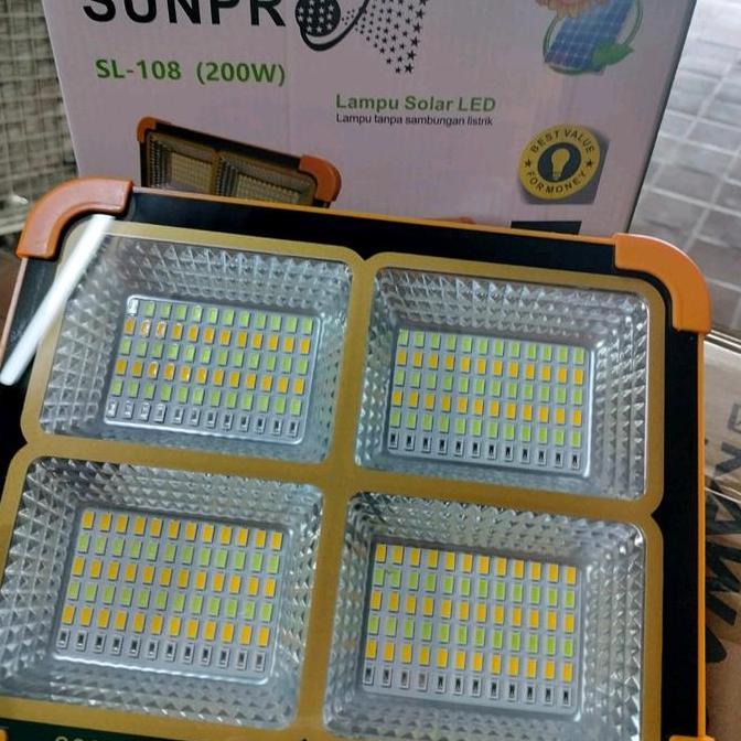 Lampu emergency tenaga Matahari solar panel sunpro sl 108 super terang ip66 Baterai