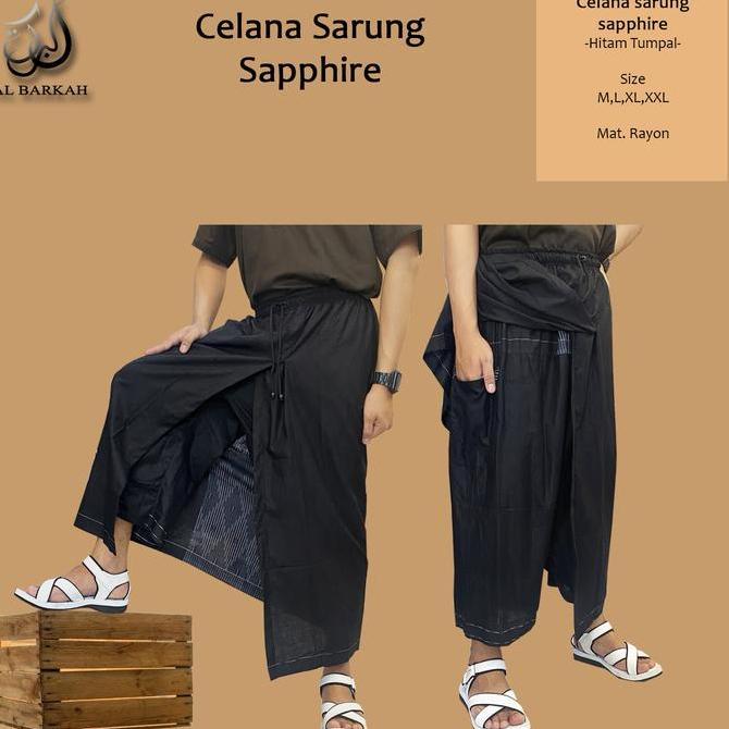 NEW - Celana Sarung Sapphire Hitam Tumpal Perlengkapan Sholat Pria Dewasa Remaja Kain Muslim